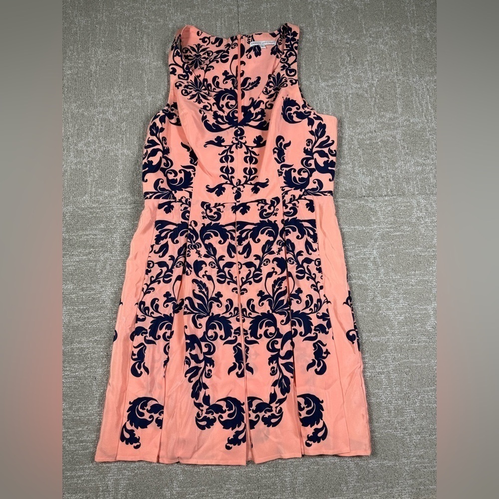 Amanda Uprichard 100% Silk Pink Floral Cocktail Casual Dress Womens Size Large